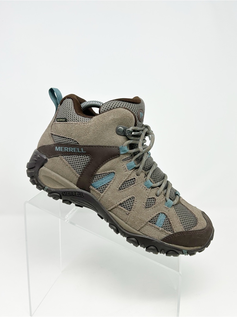 Merrell Deverta 2 Mid Waterproof Women's Hiking Boots Brown Gray Lace Up Size 9